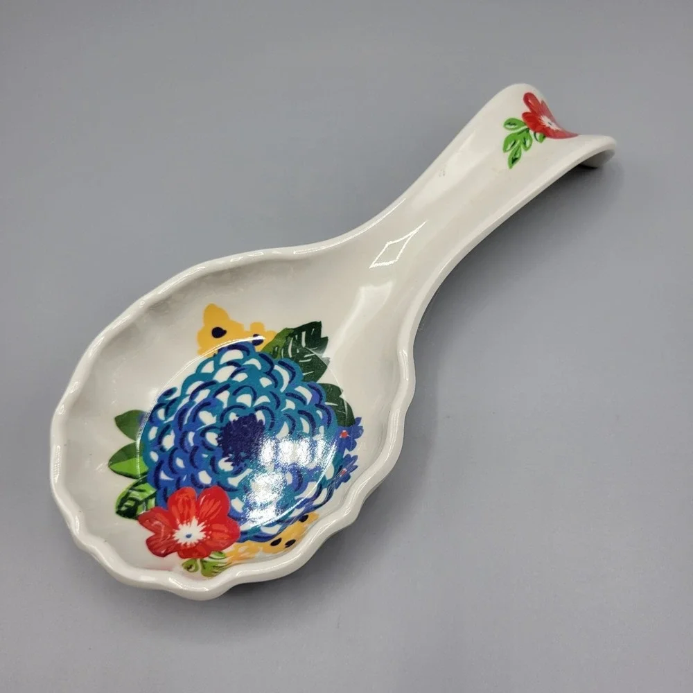 The Pioneer Woman Melamine Spoon Rest Floral Design Kitchen Utensil Holder